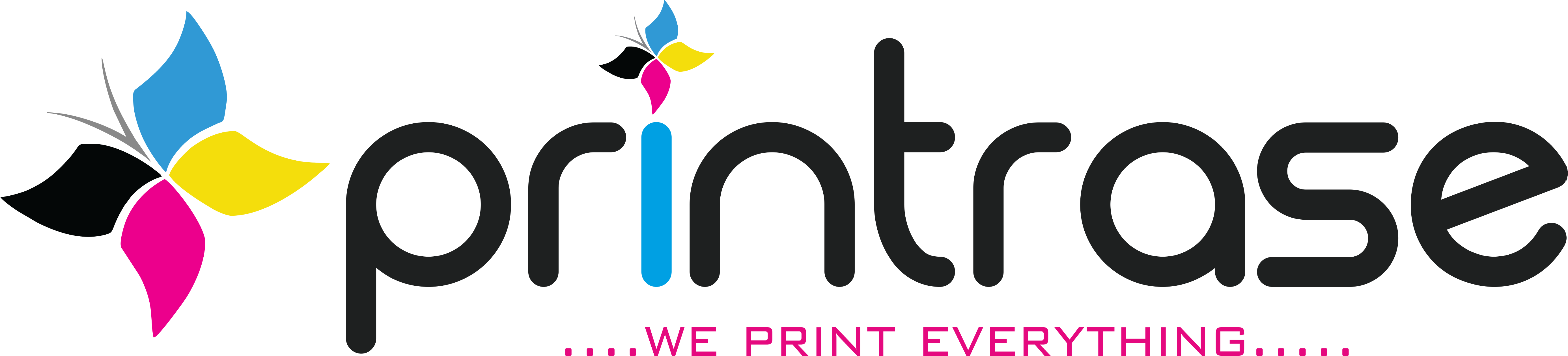 Printrase logo a butterfy land name showing diffrent printing colors